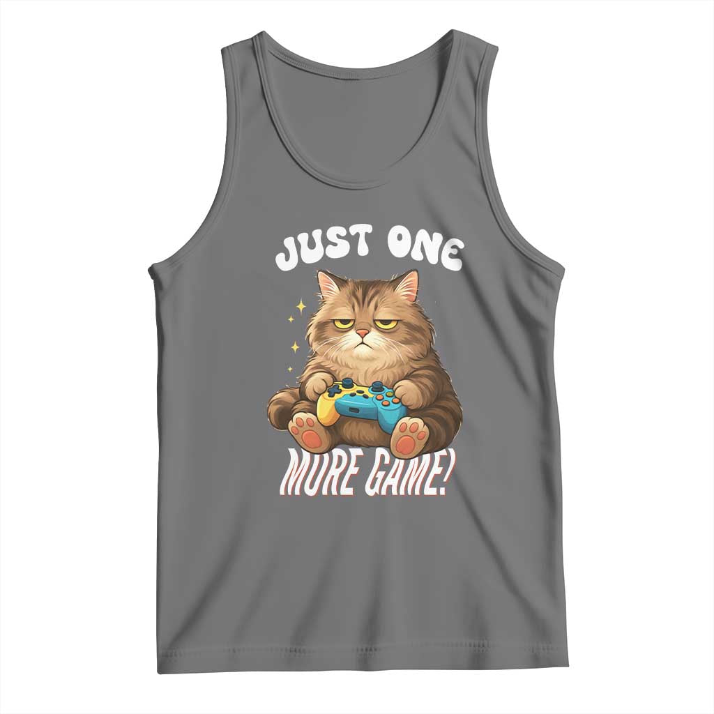 Just One More Game Tank Top Funny Lazy Cat Playing Video Game - Wonder Print Shop