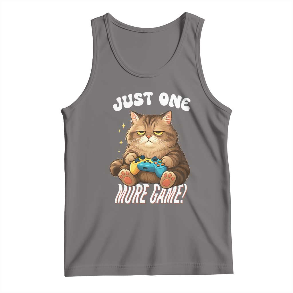Just One More Game Tank Top Funny Lazy Cat Playing Video Game - Wonder Print Shop