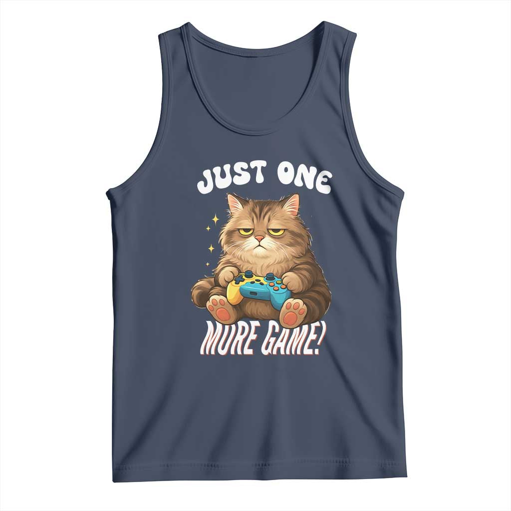Just One More Game Tank Top Funny Lazy Cat Playing Video Game - Wonder Print Shop