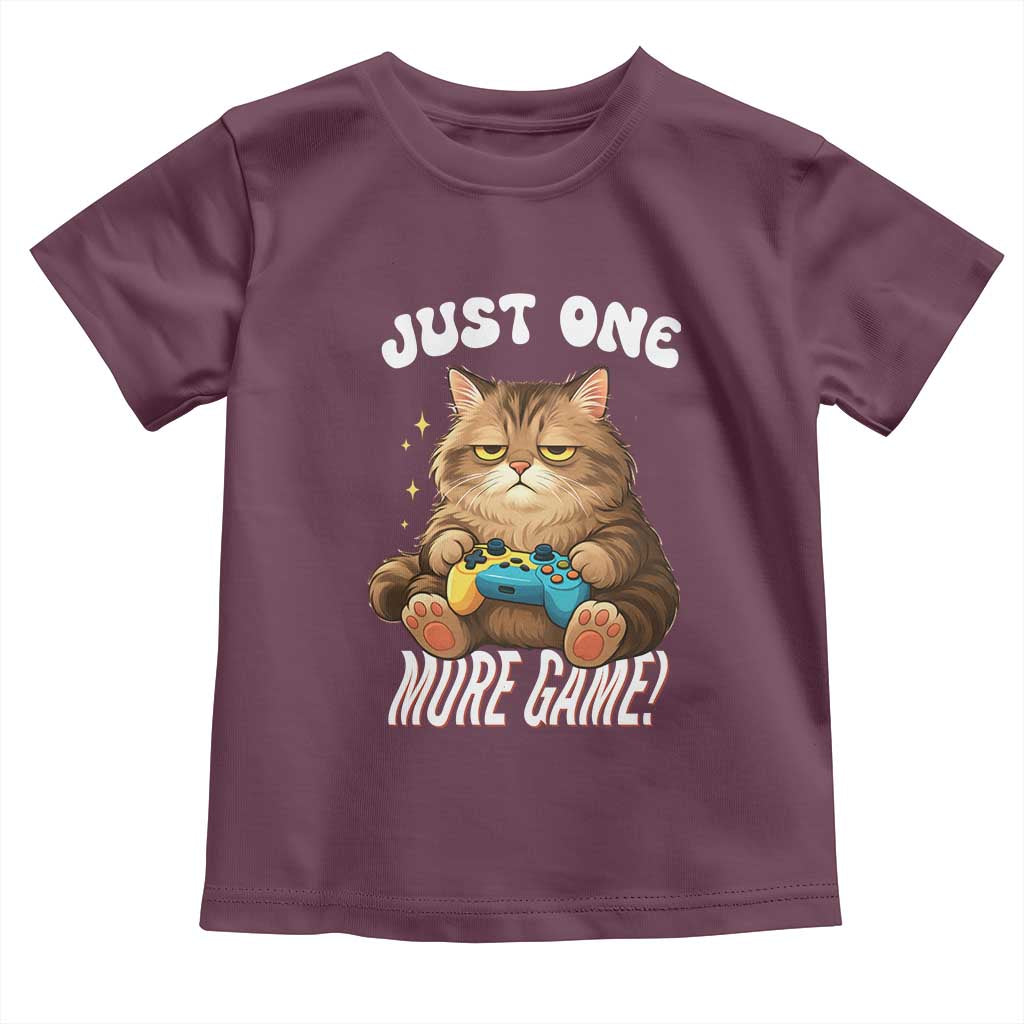 Just One More Game Toddler T Shirt Funny Lazy Cat Playing Video Game - Wonder Print Shop