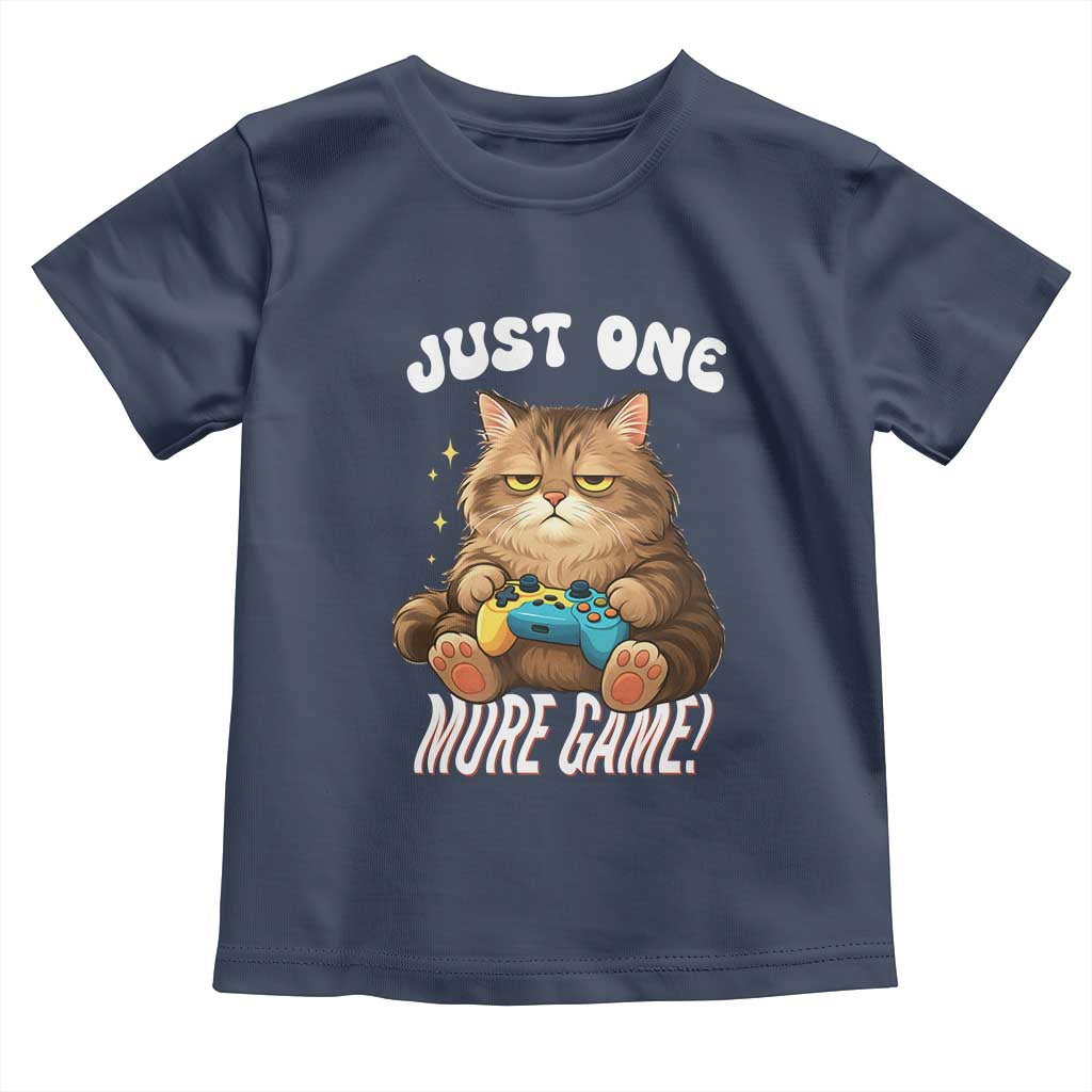 Just One More Game Toddler T Shirt Funny Lazy Cat Playing Video Game - Wonder Print Shop