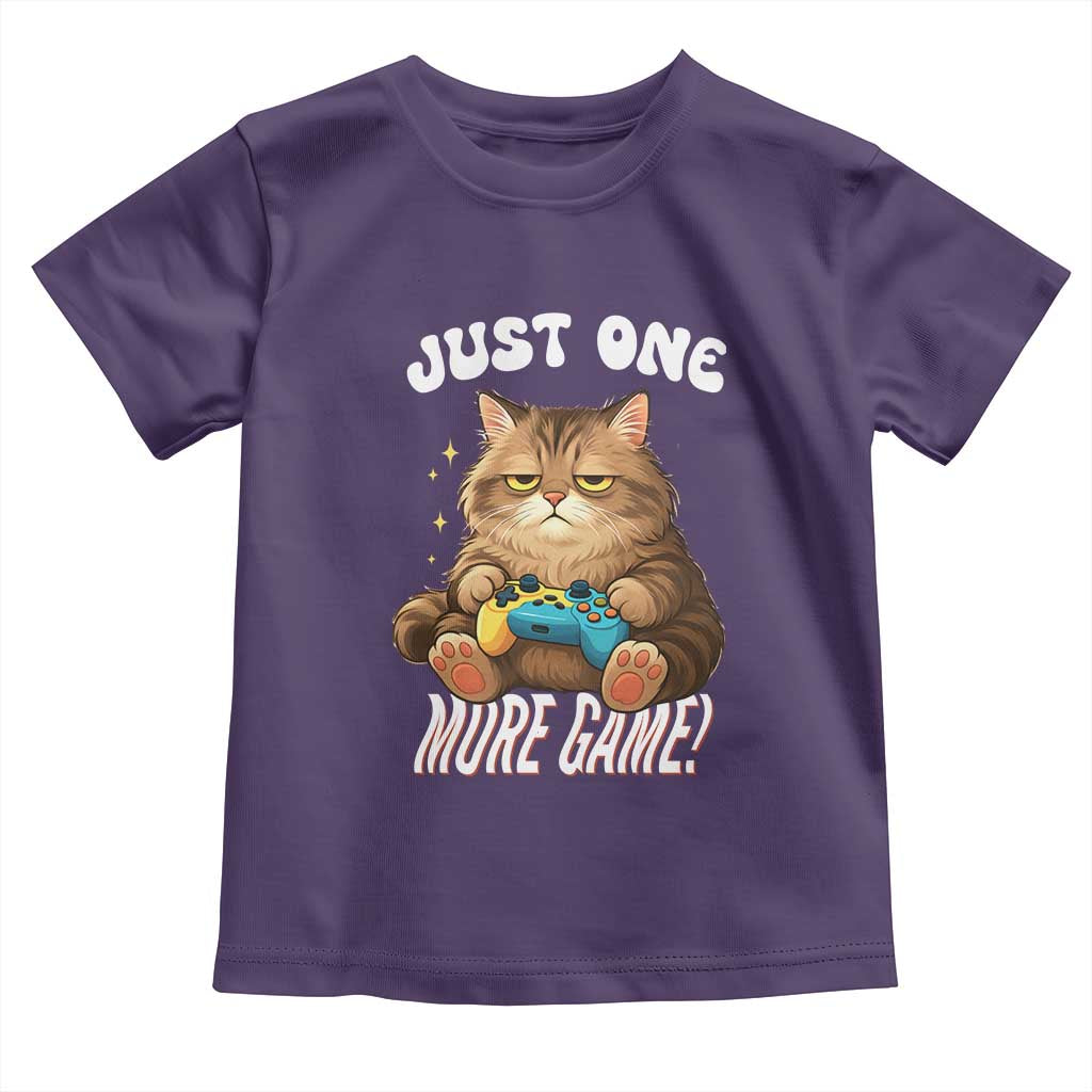 Just One More Game Toddler T Shirt Funny Lazy Cat Playing Video Game - Wonder Print Shop