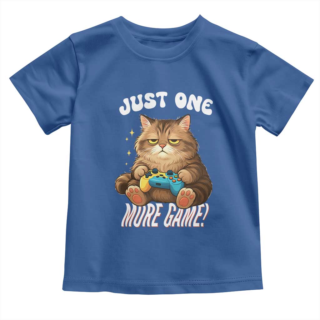 Just One More Game Toddler T Shirt Funny Lazy Cat Playing Video Game - Wonder Print Shop