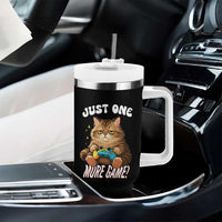 Just One More Game Tumbler With Handle Funny Lazy Cat Playing Video Game