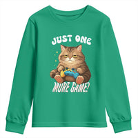 Just One More Game Youth Sweatshirt Funny Lazy Cat Playing Video Game - Wonder Print Shop