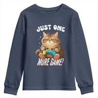 Just One More Game Youth Sweatshirt Funny Lazy Cat Playing Video Game - Wonder Print Shop
