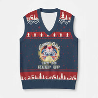 Im A Gamer Girl Try To Keep Up V-Neck Knit Sweater Vest Funny Gaming Gift - Wonder Print Shop
