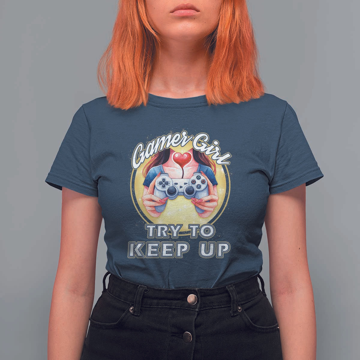 Im A Gamer Girl Try To Keep Up T Shirt For Women Funny Gaming Gift - Wonder Print Shop