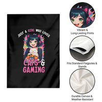 Just A Girl Who Loves Cats And Gaming Garden Flag Cute Gamer Gift - Wonder Print Shop
