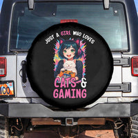 Just A Girl Who Loves Cats And Gaming Spare Tire Cover Cute Gamer Gift - Wonder Print Shop