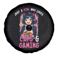 Just A Girl Who Loves Cats And Gaming Spare Tire Cover Cute Gamer Gift - Wonder Print Shop