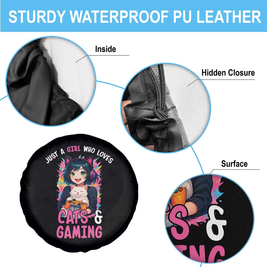 Just A Girl Who Loves Cats And Gaming Spare Tire Cover Cute Gamer Gift - Wonder Print Shop