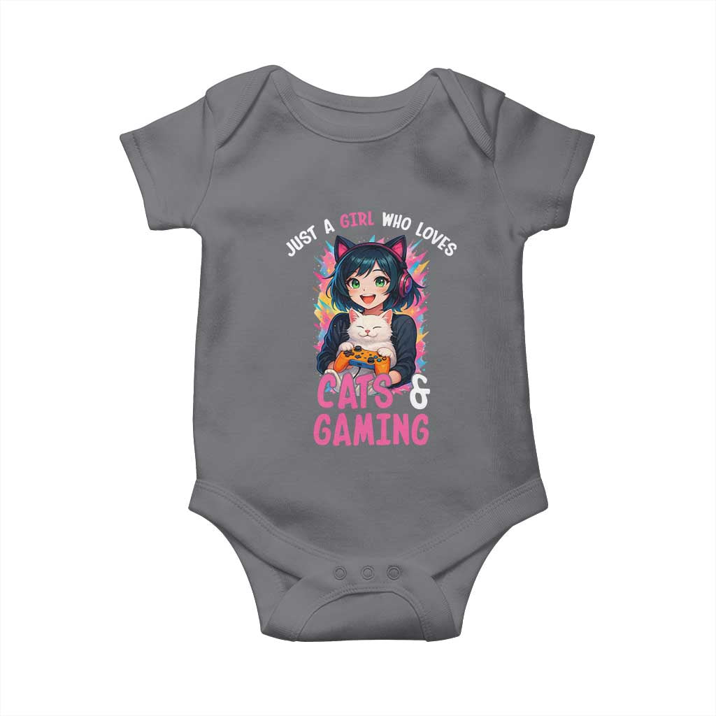 Just A Girl Who Loves Cats And Gaming Baby Onesie Cute Gamer Gift - Wonder Print Shop