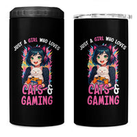 Just A Girl Who Loves Cats And Gaming 4 in 1 Can Cooler Tumbler Cute Gamer Gift