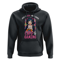 Just A Girl Who Loves Cats And Gaming Hoodie Cute Gamer Gift - Wonder Print Shop