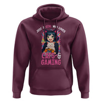 Just A Girl Who Loves Cats And Gaming Hoodie Cute Gamer Gift - Wonder Print Shop