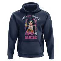 Just A Girl Who Loves Cats And Gaming Hoodie Cute Gamer Gift - Wonder Print Shop