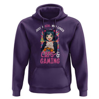Just A Girl Who Loves Cats And Gaming Hoodie Cute Gamer Gift - Wonder Print Shop