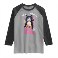 Just A Girl Who Loves Cats And Gaming Raglan Shirt Cute Gamer Gift - Wonder Print Shop