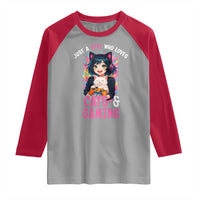 Just A Girl Who Loves Cats And Gaming Raglan Shirt Cute Gamer Gift - Wonder Print Shop