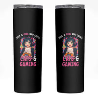 Just A Girl Who Loves Cats And Gaming Skinny Tumbler Cute Gamer Gift
