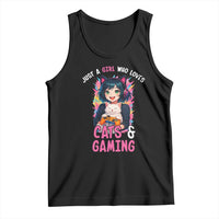 Just A Girl Who Loves Cats And Gaming Tank Top Cute Gamer Gift - Wonder Print Shop