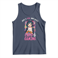 Just A Girl Who Loves Cats And Gaming Tank Top Cute Gamer Gift - Wonder Print Shop