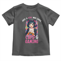 Just A Girl Who Loves Cats And Gaming Toddler T Shirt Cute Gamer Gift - Wonder Print Shop