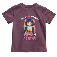 Just A Girl Who Loves Cats And Gaming Toddler T Shirt Cute Gamer Gift - Wonder Print Shop