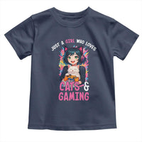 Just A Girl Who Loves Cats And Gaming Toddler T Shirt Cute Gamer Gift - Wonder Print Shop