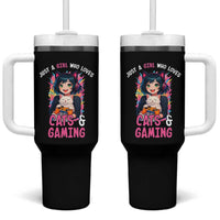 Just A Girl Who Loves Cats And Gaming Tumbler With Handle Cute Gamer Gift