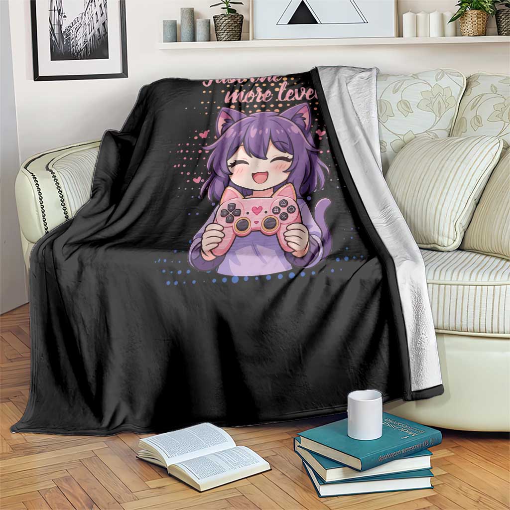 Just One More Game Throw Blanket Cute Girl Playing Game Humor Gift - Wonder Print Shop