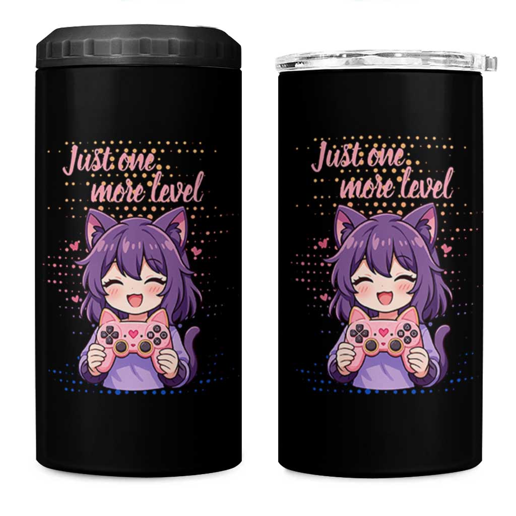 Just One More Game 4 in 1 Can Cooler Tumbler Cute Girl Playing Game Humor Gift