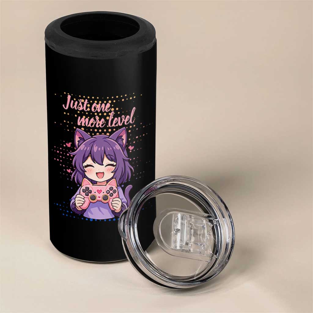 Just One More Game 4 in 1 Can Cooler Tumbler Cute Girl Playing Game Humor Gift