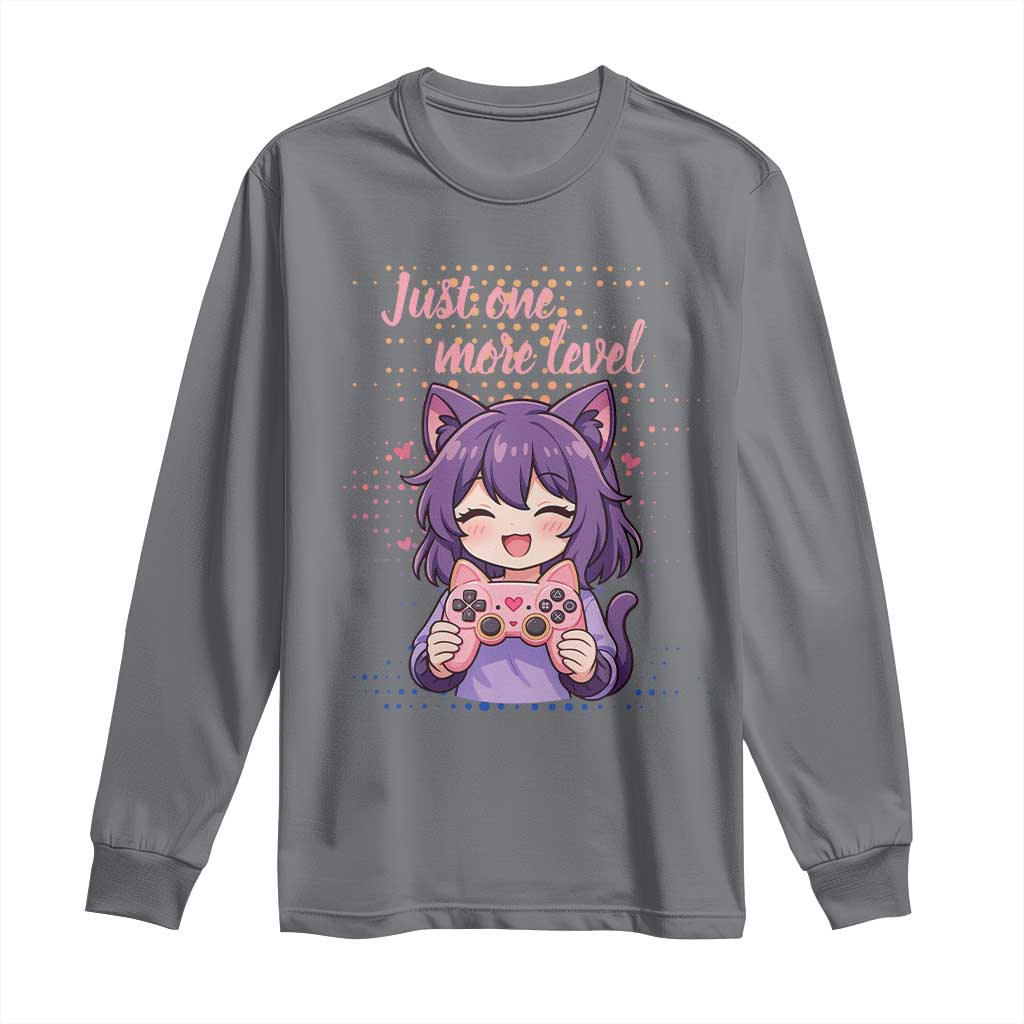 Just One More Game Long Sleeve Shirt Cute Girl Playing Game Humor Gift - Wonder Print Shop
