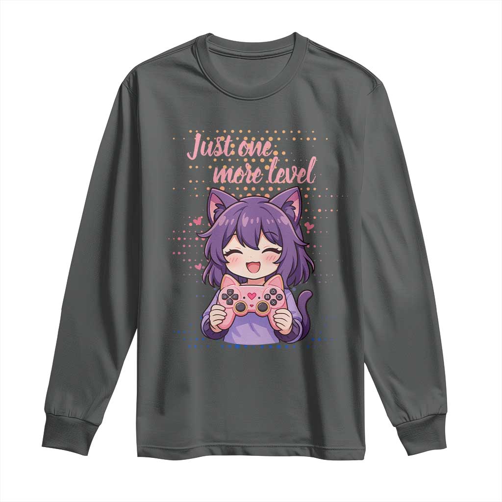 Just One More Game Long Sleeve Shirt Cute Girl Playing Game Humor Gift - Wonder Print Shop