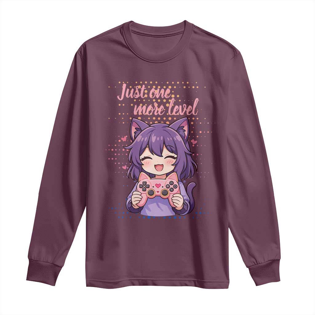 Just One More Game Long Sleeve Shirt Cute Girl Playing Game Humor Gift - Wonder Print Shop