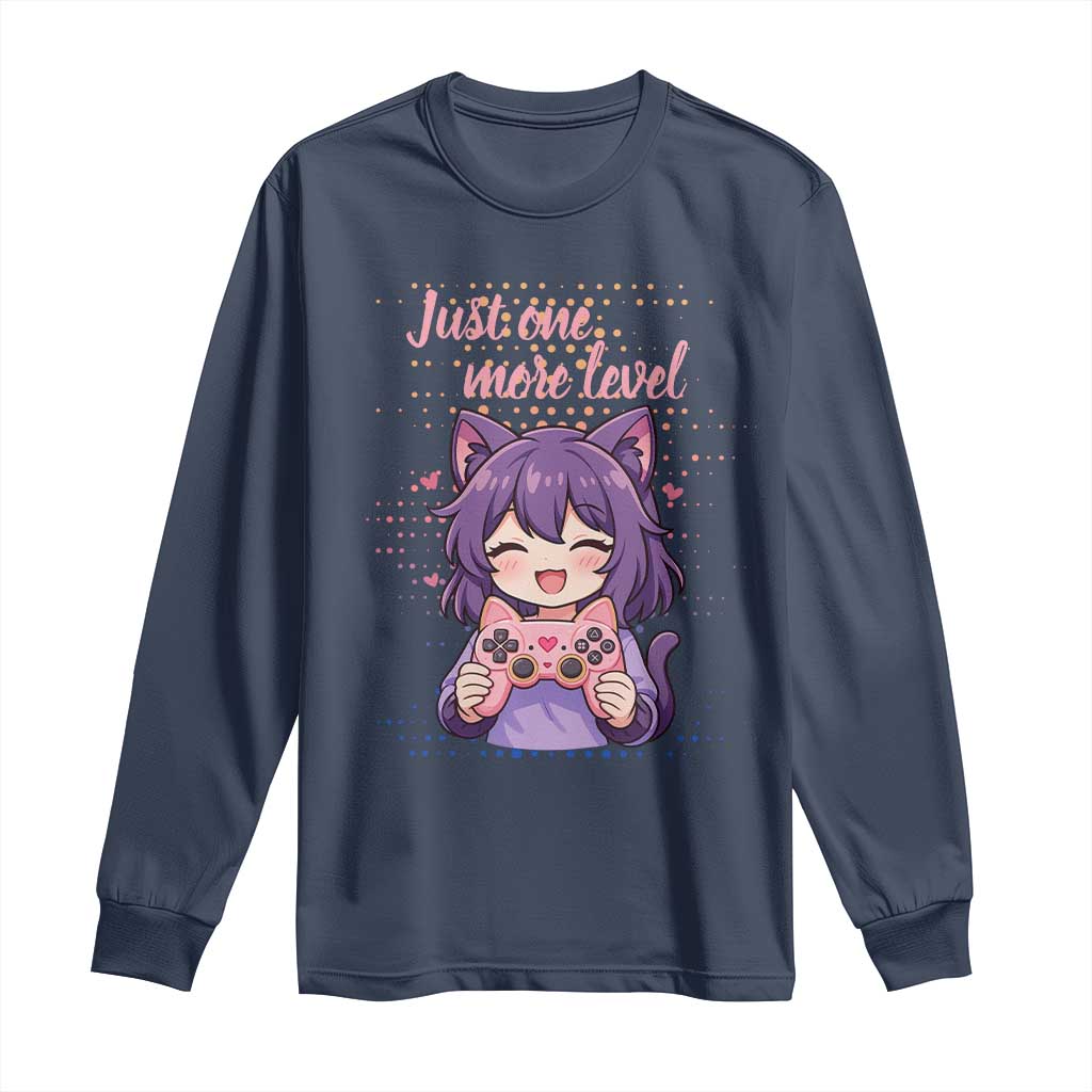 Just One More Game Long Sleeve Shirt Cute Girl Playing Game Humor Gift - Wonder Print Shop