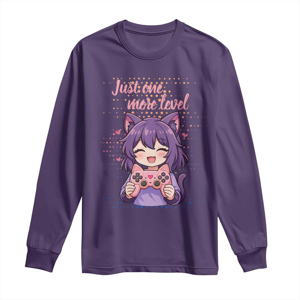 Just One More Game Long Sleeve Shirt Cute Girl Playing Game Humor Gift - Wonder Print Shop