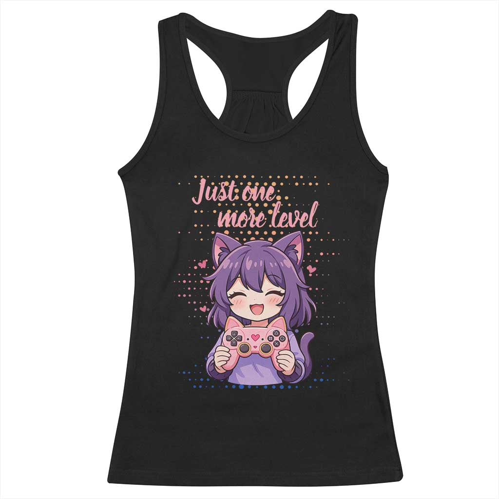 Just One More Game Racerback Tank Top Cute Girl Playing Game Humor Gift - Wonder Print Shop
