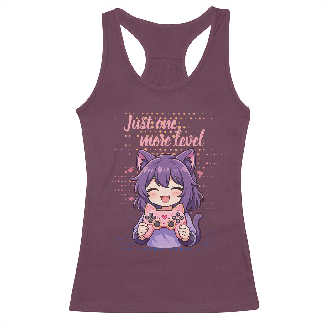 Just One More Game Racerback Tank Top Cute Girl Playing Game Humor Gift - Wonder Print Shop