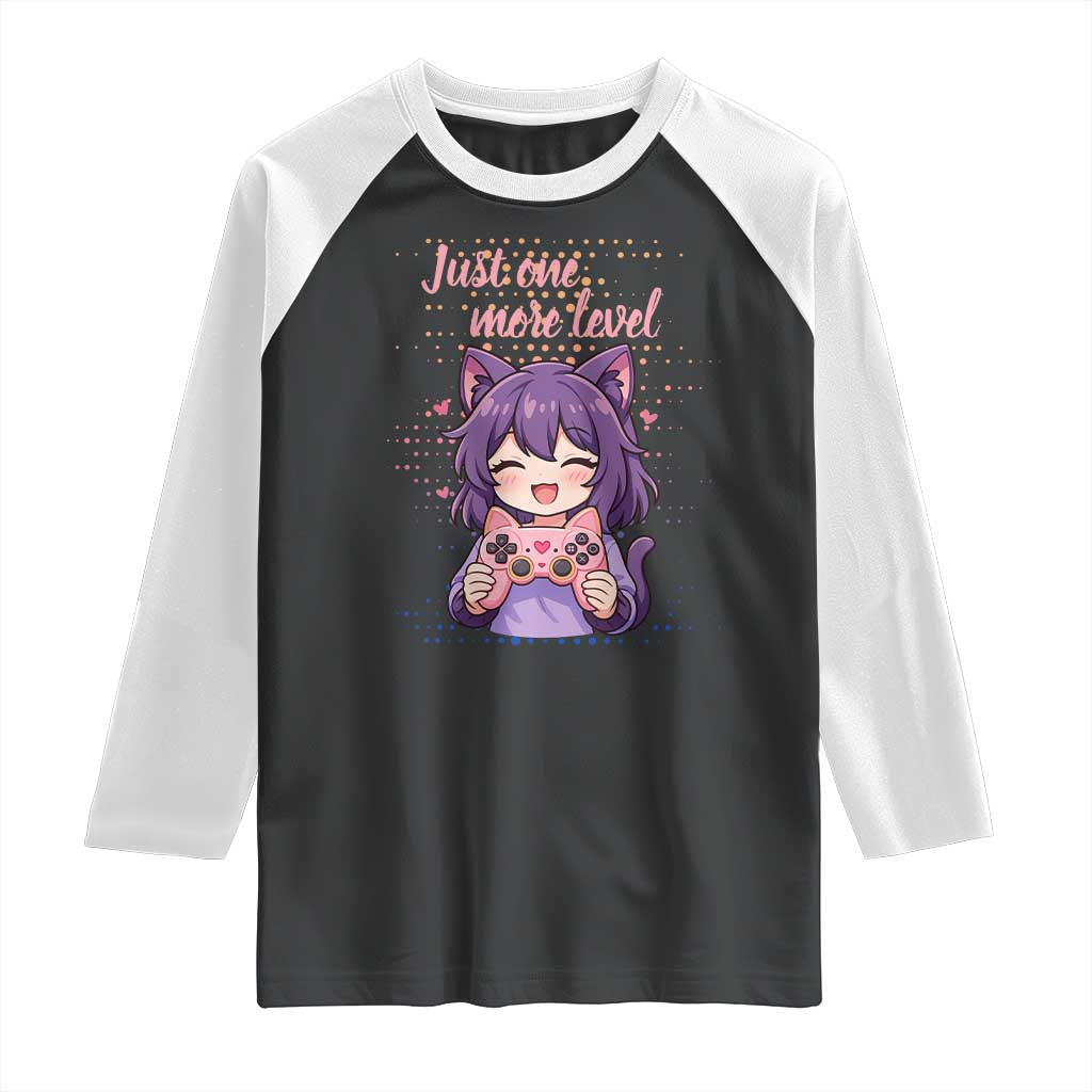 Just One More Game Raglan Shirt Cute Girl Playing Game Humor Gift - Wonder Print Shop