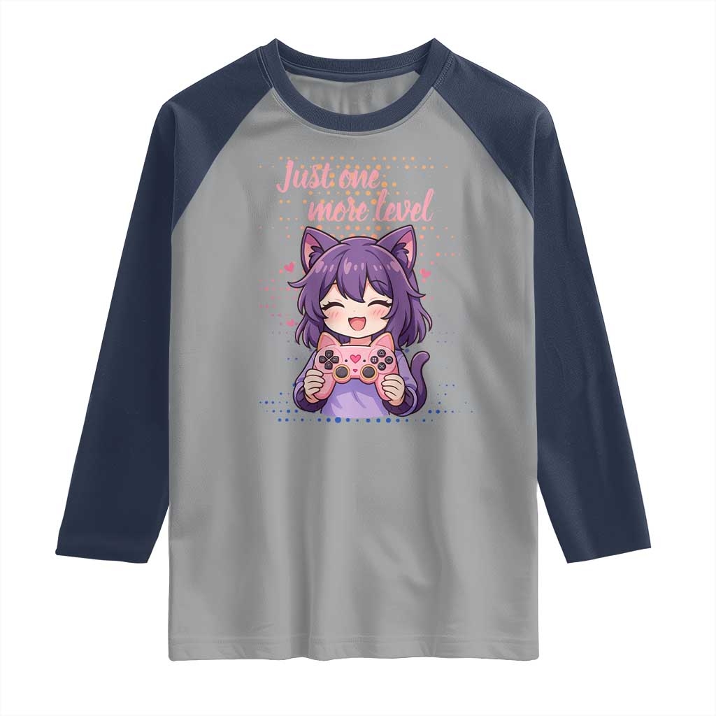 Just One More Game Raglan Shirt Cute Girl Playing Game Humor Gift - Wonder Print Shop
