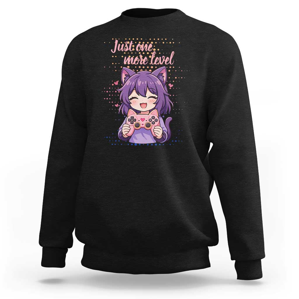 Just One More Game Sweatshirt Cute Girl Playing Game Humor Gift - Wonder Print Shop