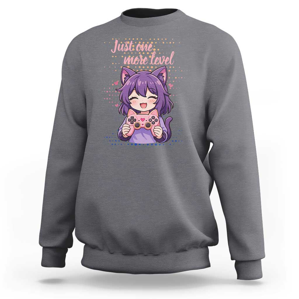 Just One More Game Sweatshirt Cute Girl Playing Game Humor Gift - Wonder Print Shop