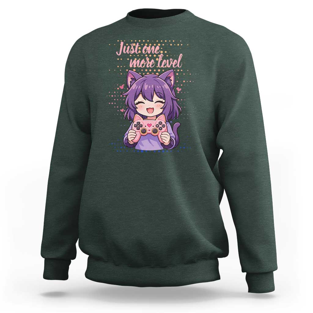 Just One More Game Sweatshirt Cute Girl Playing Game Humor Gift - Wonder Print Shop