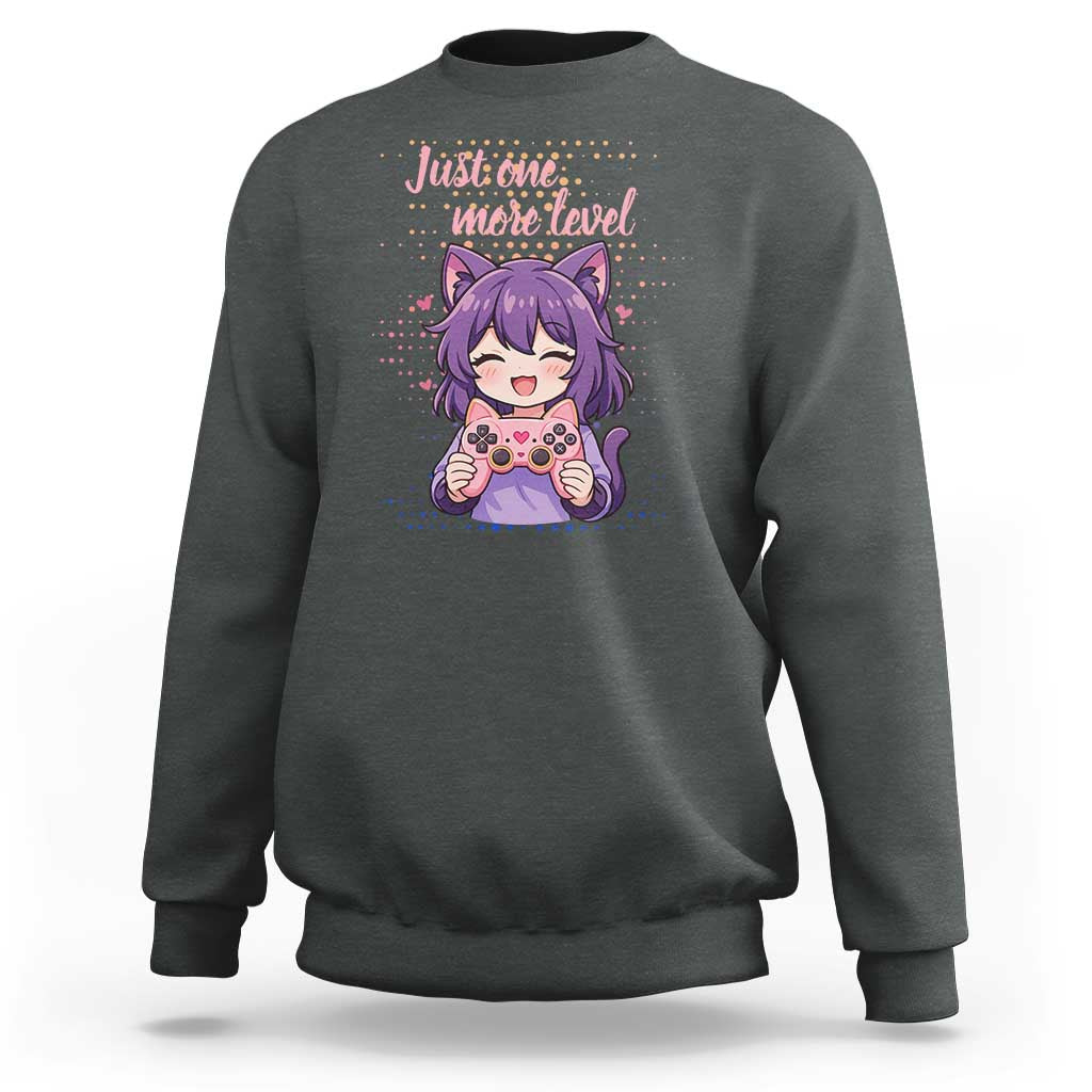 Just One More Game Sweatshirt Cute Girl Playing Game Humor Gift - Wonder Print Shop