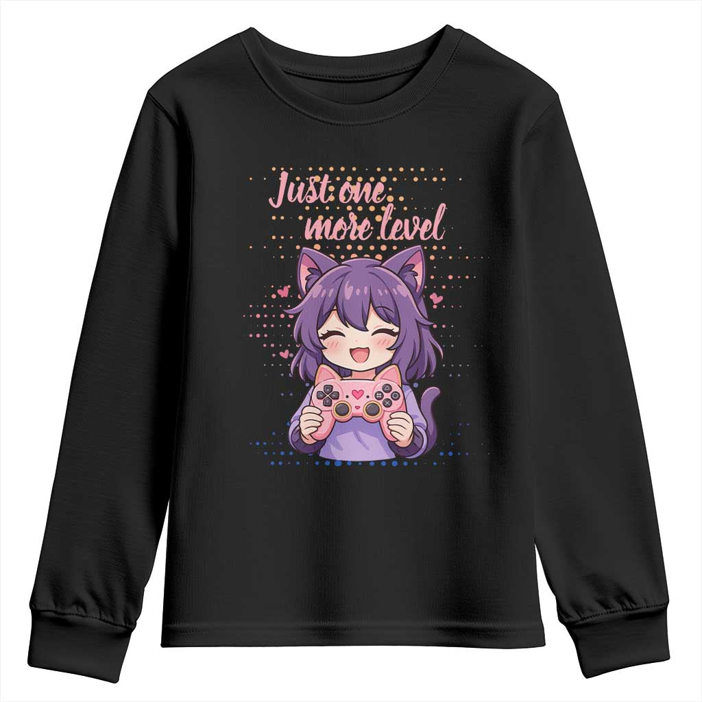Just One More Game Youth Sweatshirt Cute Girl Playing Game Humor Gift - Wonder Print Shop