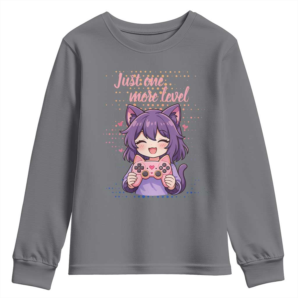 Just One More Game Youth Sweatshirt Cute Girl Playing Game Humor Gift - Wonder Print Shop