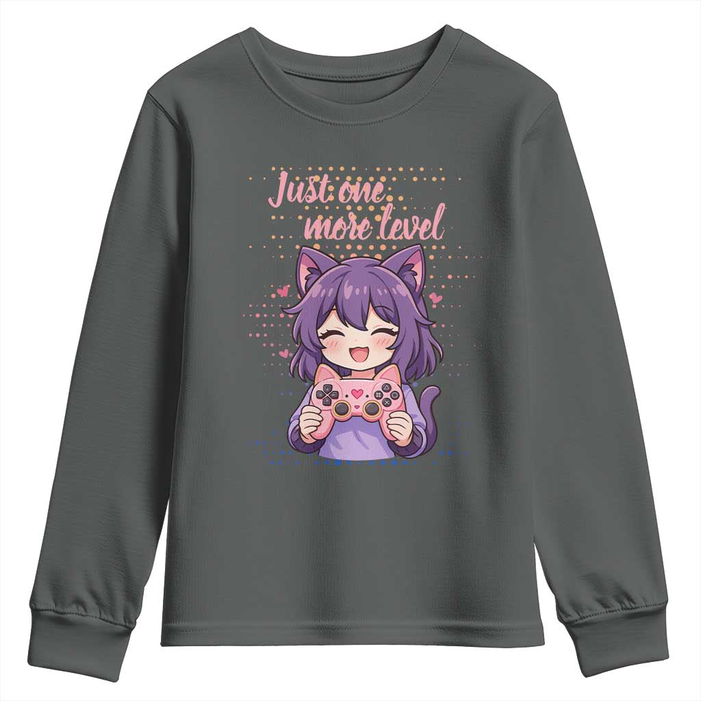 Just One More Game Youth Sweatshirt Cute Girl Playing Game Humor Gift - Wonder Print Shop